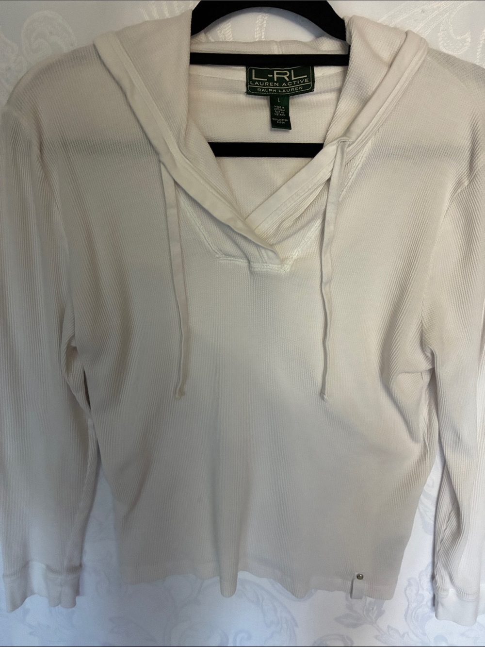 Ralph Lauren Double RL Women's Cream Hooded Thermal Pullover